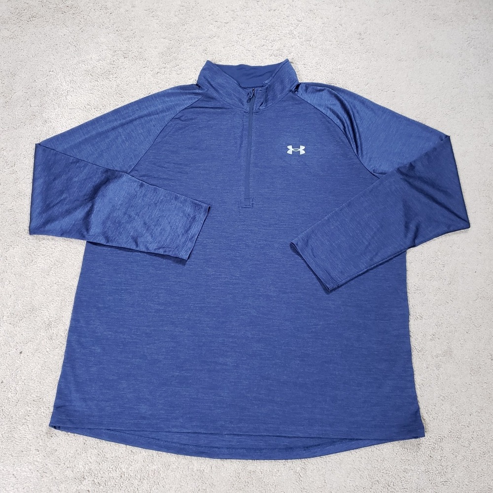 Under Armour Tech 1/2 Zip Pullover Shirt Mens XXL Loose Fit Blue Long Sleeve UA